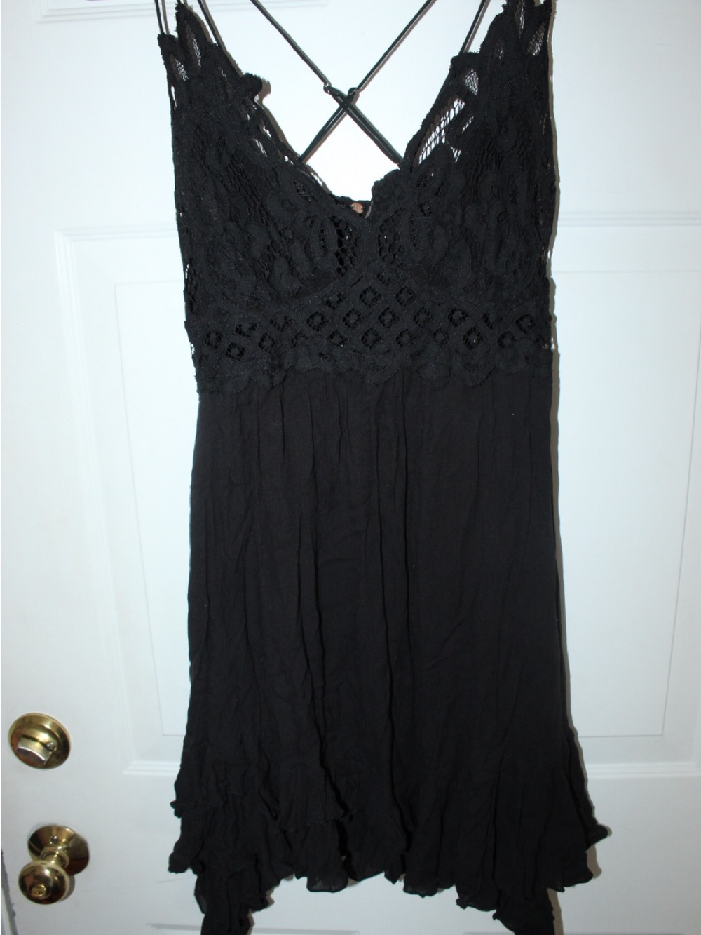 Free People Black Lace-Detail Slip Dress